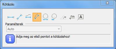 Globális Y tengely szerint: Y tengelyre vetített méret kótázása a két kiválasztott pont között. Globális Z tengely szerint: Z tengelyre vetített méret kótázása a két kiválasztott pont között.