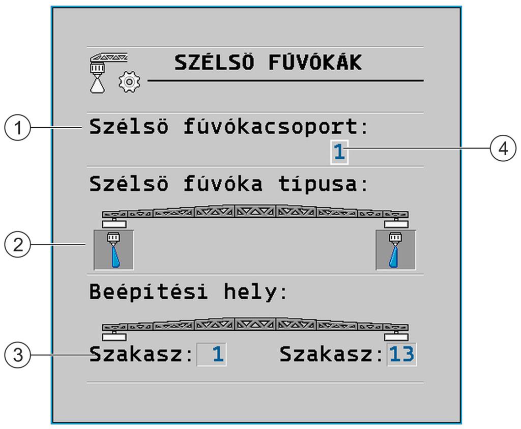 A vezérlő számítógép konfigurálása Szélső határoló fúvókák 7 