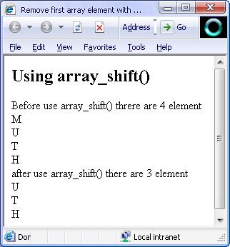 $arr1 = array ("a", "b", "c"); $total = array_unshift( $arr1, 1, 2, 3 ); print "There are $total elements in \$arr1 "; : foreach ( $arr1 as $val ) print "$val<br/>";?