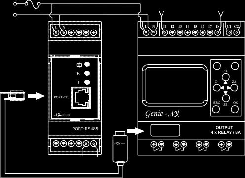 Q2 Q3 Q4 OUTPUT 4 x RELAY / 8A OP1 OP2 OP3 OP4 ADDITIONAL D1 D2 TWO WIRE