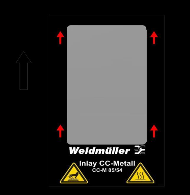 Üzemeltetés A MetalliCard kártyák behelyezési iránya 5.1.