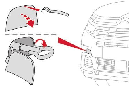 Üzemzavar esetén A gépjármű vontatása Saját vagy másik gépjármű levehető mechanikus eszközzel való vontatásakor az alábbiak szerint kell eljárni.