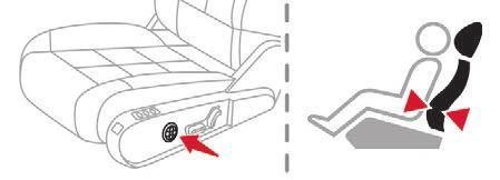 Hosszirányú beállítás F Az ülés mozgatásához tolja a kapcsolót előre vagy hátra. F Csúsztassa a vezérlőt ütközésig előre vagy hátra.