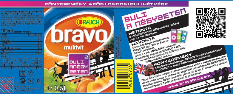 BRAVO kódbeküldés és tartalom letöltés Rauch gyümölcslé promóció 2009-ben Címke