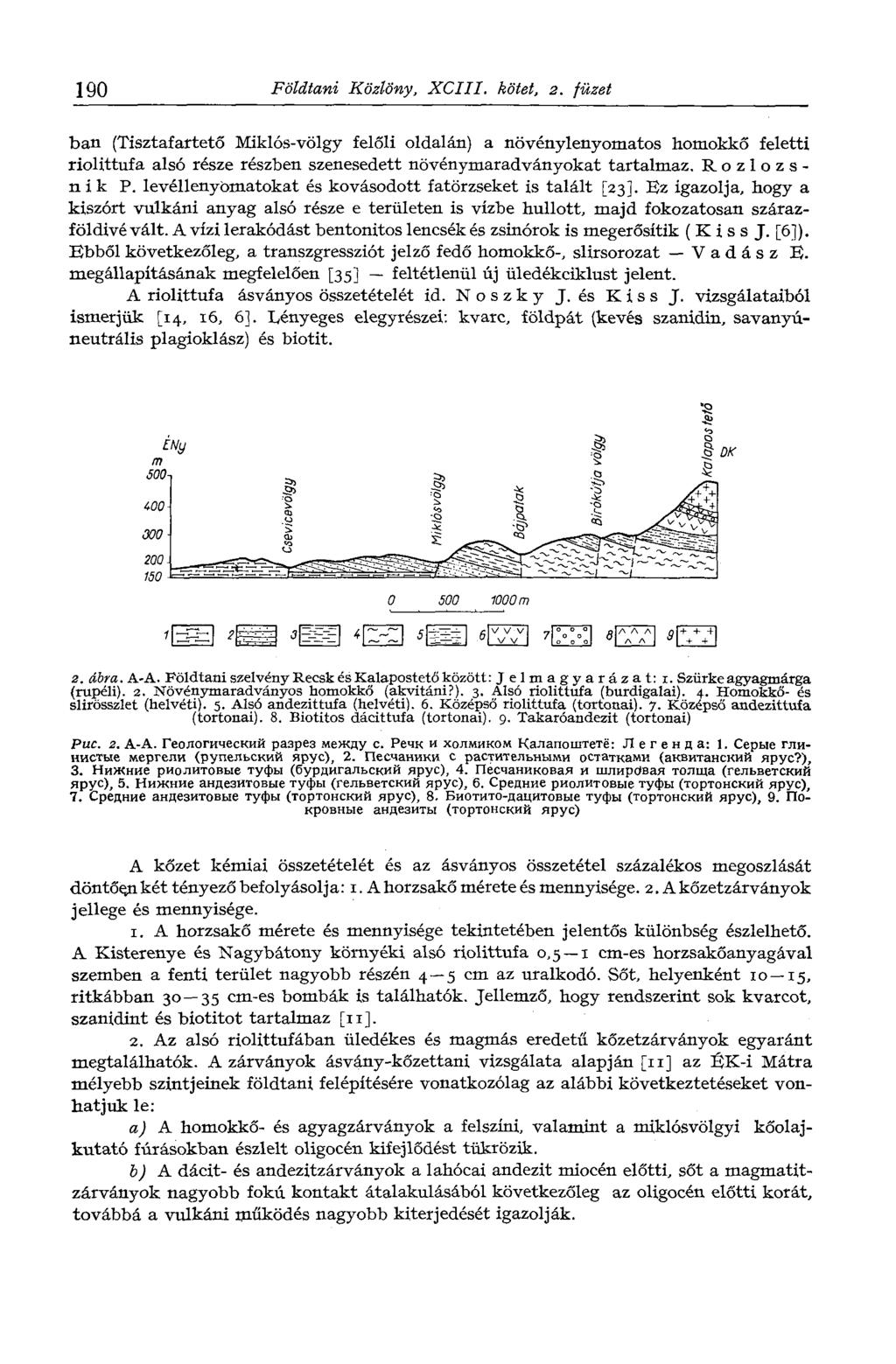 190 Földtani Közlöny, XCIII. kötet, 2. füzet ban (Tisztafartető Miklós-völgy felőli oldalán) a növénylenyomatos homokkő feletti riolittufa alsó része részben szenesedéit növénymaradványokat tartalmaz.