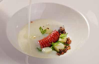 SOUP WITH TRUFFLE AND SAUSAGES BURGONYA KRÉMLEVES SZARVASGOMBÁVAL ÉS KOLBÁSSZAL