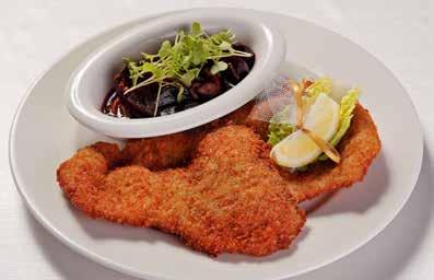 MAIN COURSES FŐÉTELEK WIENER SCHNITZEL WITH BEETROOT SALAD BORJÚ BÉCSI CÉKLA