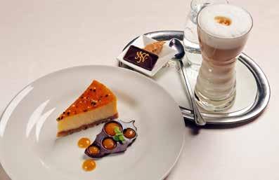 marking Allergén jelölés: 1, 3, 5, 7, 8 EURO 21 HUF 6300 CHEESECAKE CHOICE Cheesecake with apricot jam, New York hot coffee (without alcohol ) glass of home-made