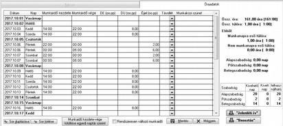 menüpontunkon belül egy 'Mkód' és 'Db' oszlop oszlopok fognak megjelenni. Azonban ez a Munkaidő kezdete és vége rögzítése beállítással együtt nem használható.