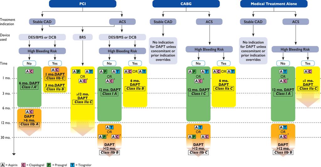 DAPT alkalmazása CAD-ben 1: After PCI with DCB 6 months. DAPT should be considered (Class IIa B).