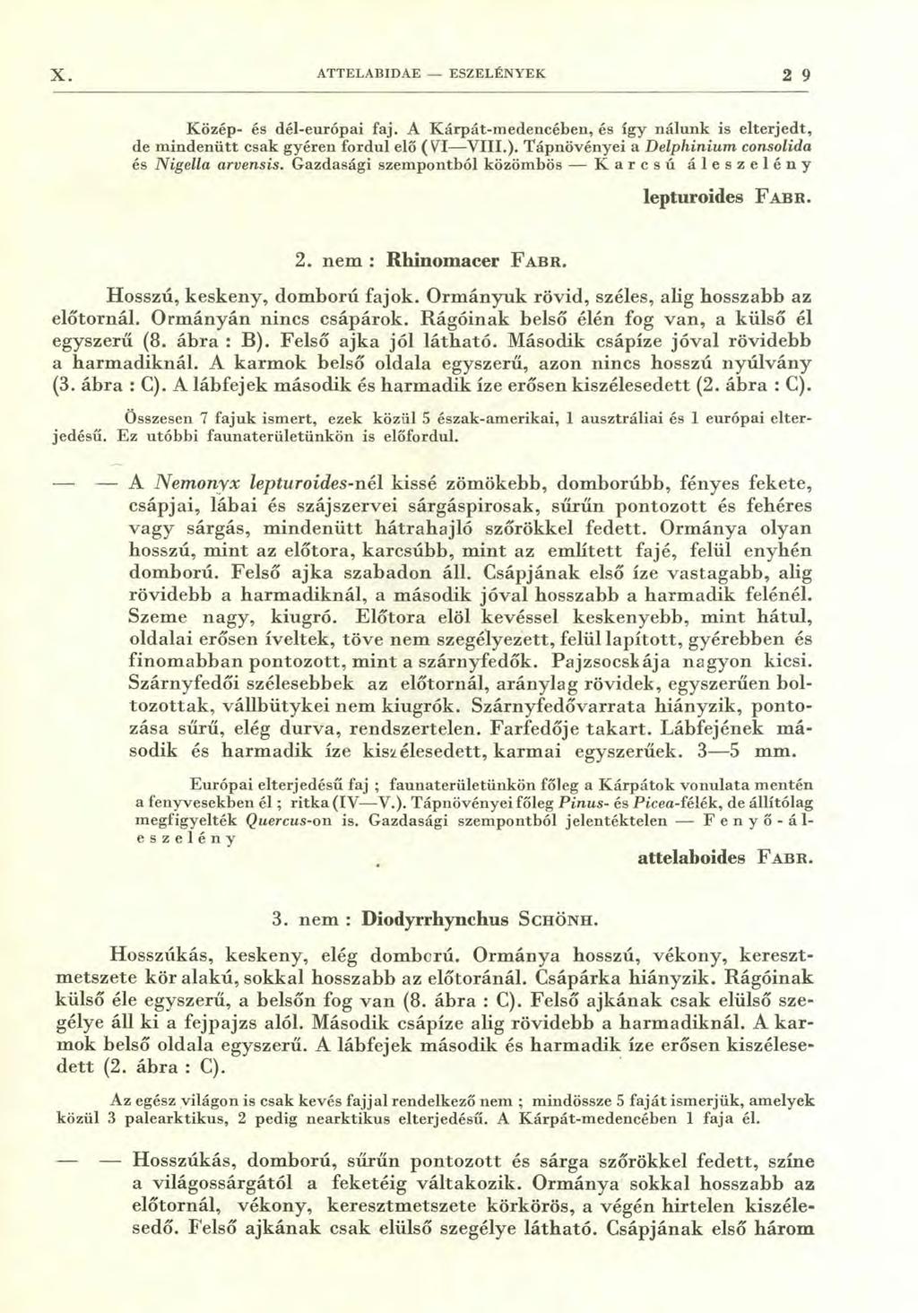 X. ATTELABIDAE - ESZELÉNYEK 2 9 Közép- és dél-európai faj. A Kárpát-medencében, és így nálunk is elterjedt, de mindenütt csak gyéren fordul elő ( VI VIII.).