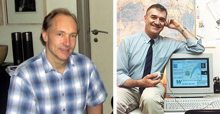 World Wide Web Egy kis történeti háttér: (nem kérdezzük vissza) Sir Tim Berners-Lee (bal) és Robert Cailiau (jobb) Sir Tim Berners-Lee és