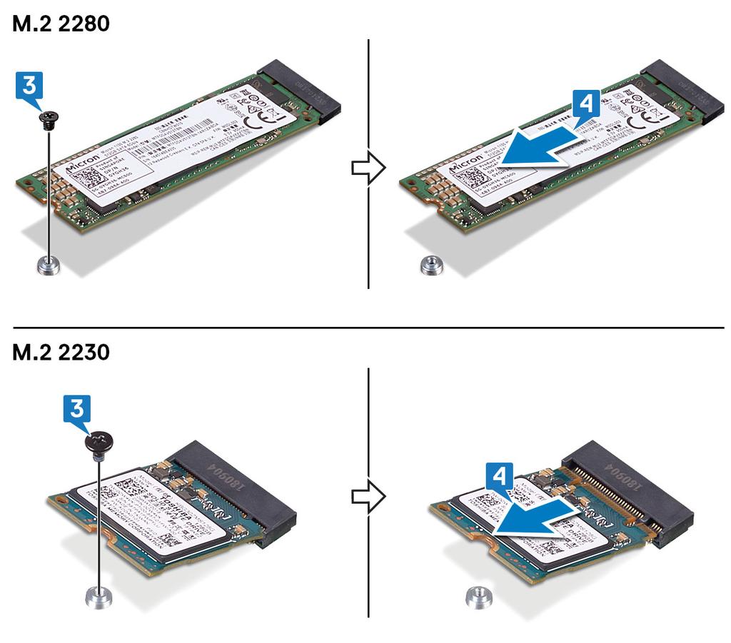 4. Enyhén megdöntve emelje ki az SSD-meghajtót/Intel Optane memóriát