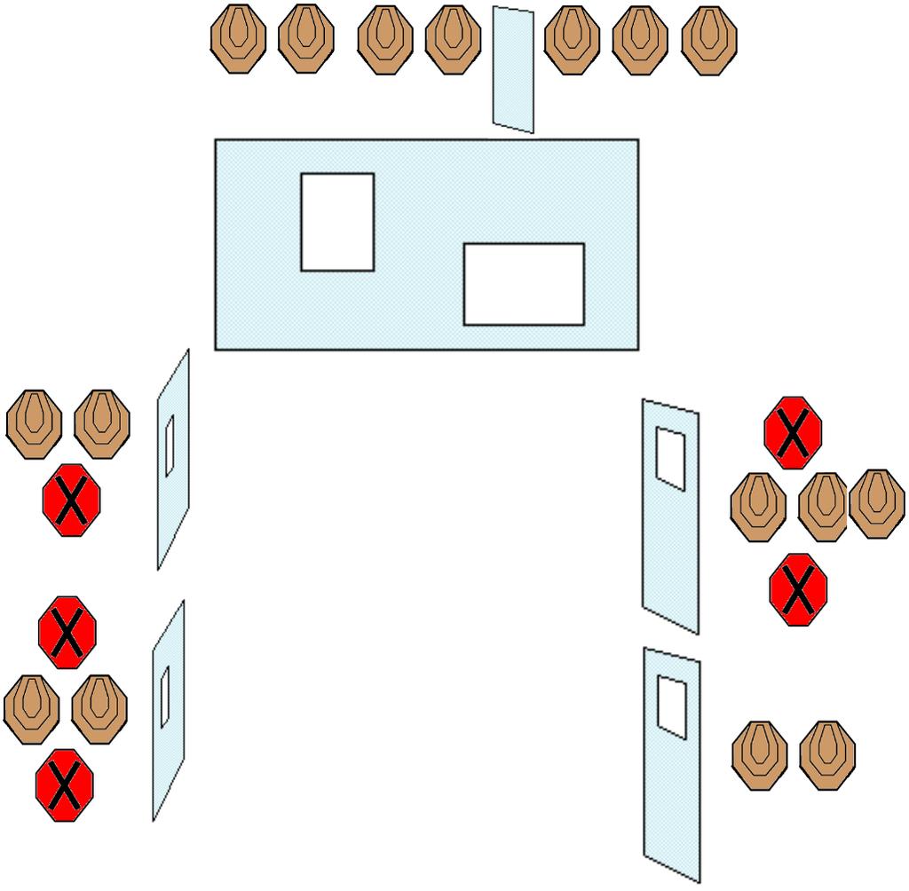 8. Pálya / 8th stage Hosszú pálya/long 16 IPSC papírcél, 5 (piros színü) no-shoot/14 IPSC paper target, 5 (red) no-shoot Minimum lövésszám/minimum number of rounds: 32 Maximum pontszám/maximum