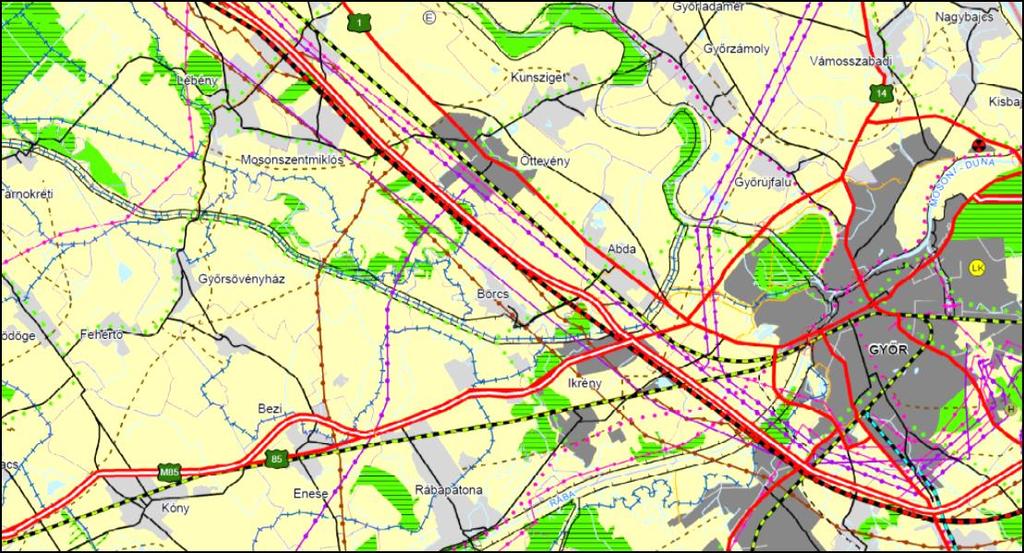 A Győr-Moson Sopron Megyei Területrendezési Terv, által meghatározott övezetek közül a tervezési területeket illetve