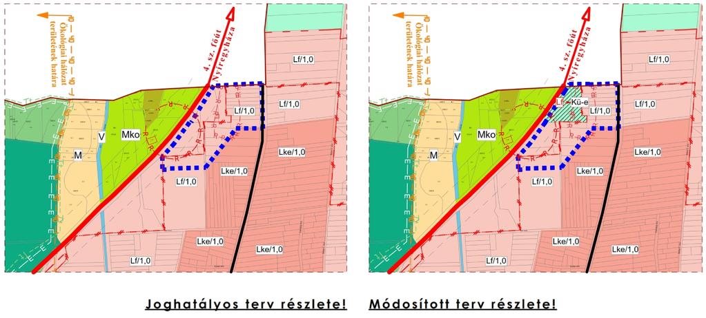 2. Beavatkozási pontok ismertetése 1. 4. sz. főút Kossuth Lajos Bóti utcák által határolt tömb, a belterület északi végén.