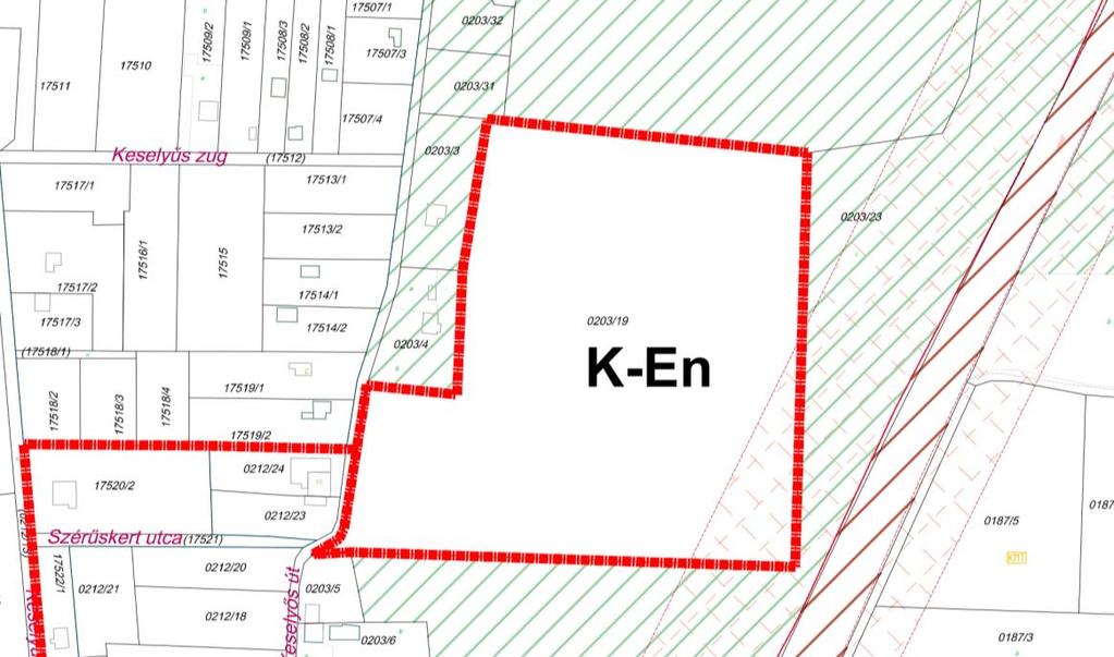 33 Te.4. 11/2019. (II. 5.) B5 Tervezési terület Keselyős út Hadobás út Vasút terület által határolt tömb tárgya Az Farm-Ker Kft.
