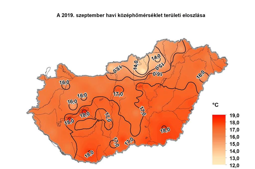 területének mintegy 50%-án meghaladta az időszakos éghajlati átlagot.