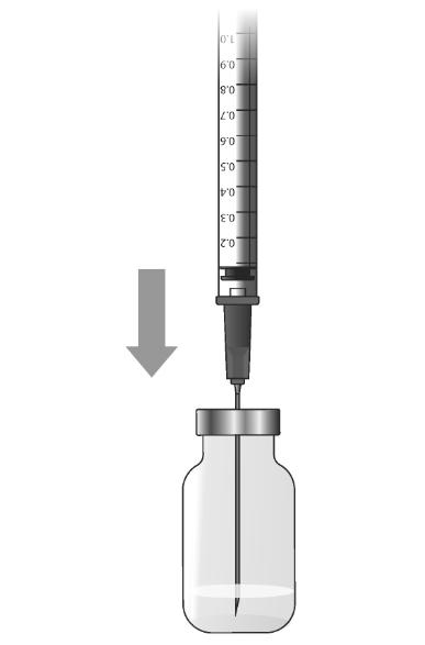 Húzza ki a fecskendő dugattyúját egészen az 1,0 ml-es jelzésig, és szívja tele a fecskendőt levegővel.