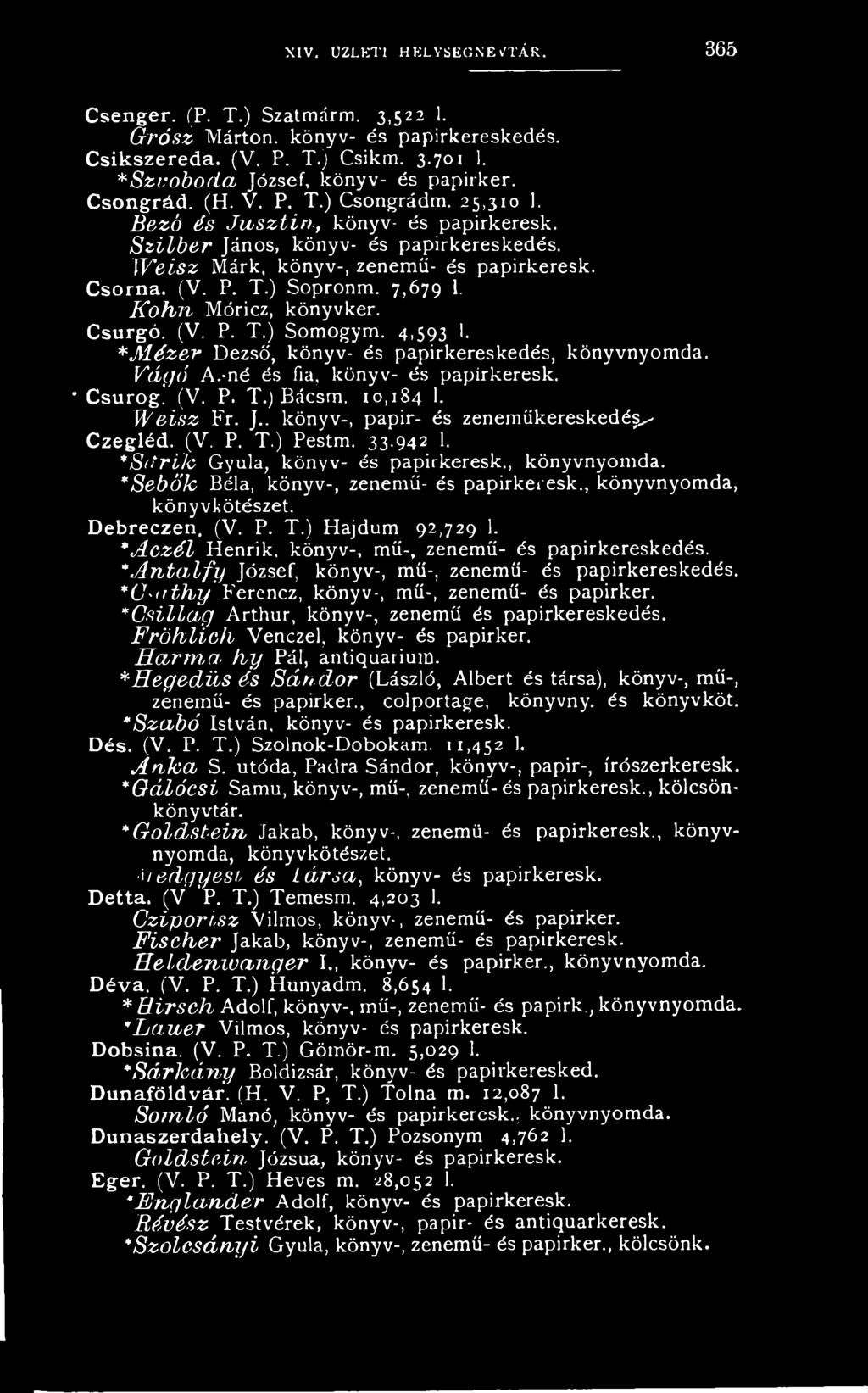 -n é é s fia, k ö n y v - é s p a p irk e r e sk. C s u r o g.' (V. P. T.) B á c s m. 1 0,1 8 4 1. W e isz F r. }.. k ö n y v -, p a p ír- é s z e n e m ű k e r e s k e d é ^ C z e g lé d. (V. P. T.) P e stm.