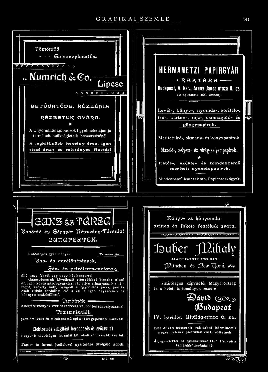 \ g G Q K S é s T á R S a "ípasöntő és Gépgyár Részvény-Társulat g & d c i p s s t s j m. K ülönleges gyártm ányai : T e l e f o n 12oo. Tjpas- és aczélöntvények. Gáz- és petróleum-motorok.