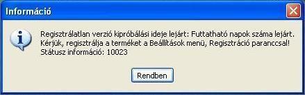 Beállítások menü > Beállítások menüpont > Visszavonás ellenőrzés fül > Proxy beállítások szekció. 15. Függelék D - Hibaüzenetek a MOKKA programban 15.1.Regisztráció hiánya A hibaüzenet arra utal, hogy nem lett regisztrálva a NetLock MOKKA program.