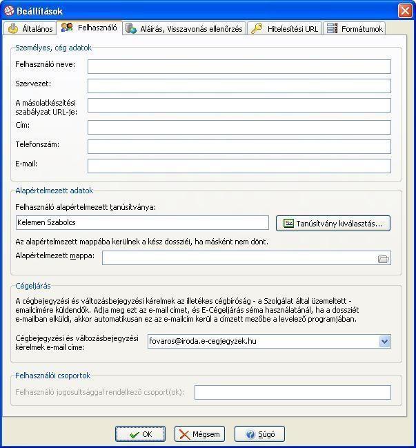 tanúsítvánnyal ). 2. Ez után menjen át a Hitelesítési URL fülre, és töltse ki a kapott e-mail alapján az Időbélyeg URL mezőt (amennyiben rendelkezik időbélyeg szolgáltatással).