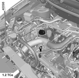 MOTOROLAJSZINT: utántöltés, feltöltés (1/3) 1 1 1 2 2 2 Utántöltés/feltöltés A gépkocsit vízszintes felületen kell leparkolni, a motort le kell állítani, és hagyni kell lehűlni (pl.