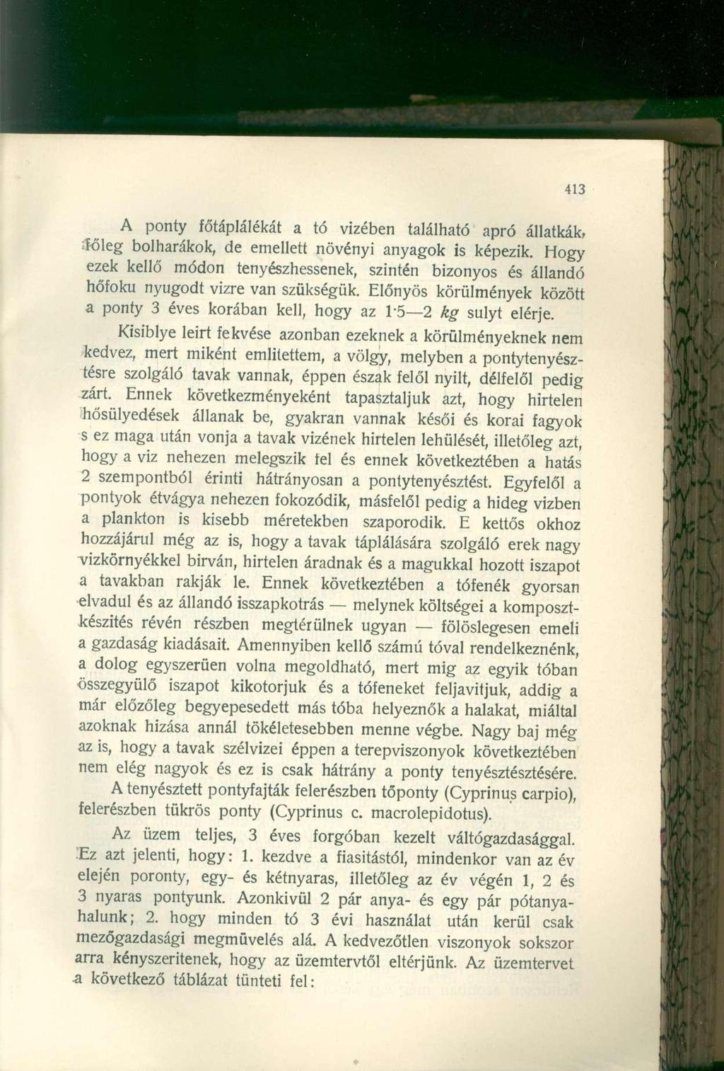 A pont y főtápláléká t a t ó vizébe n találhat ó apr ó állatkák, -főleg bolharákok, d e emellet t növény i anyago k i s képezik.