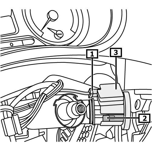 Kulcsmentes hozzáférési rendszer nélküli járműveknél: 5 ábra Az indításgátló olvasótekercs elektromos csatlakozását lehúzni.