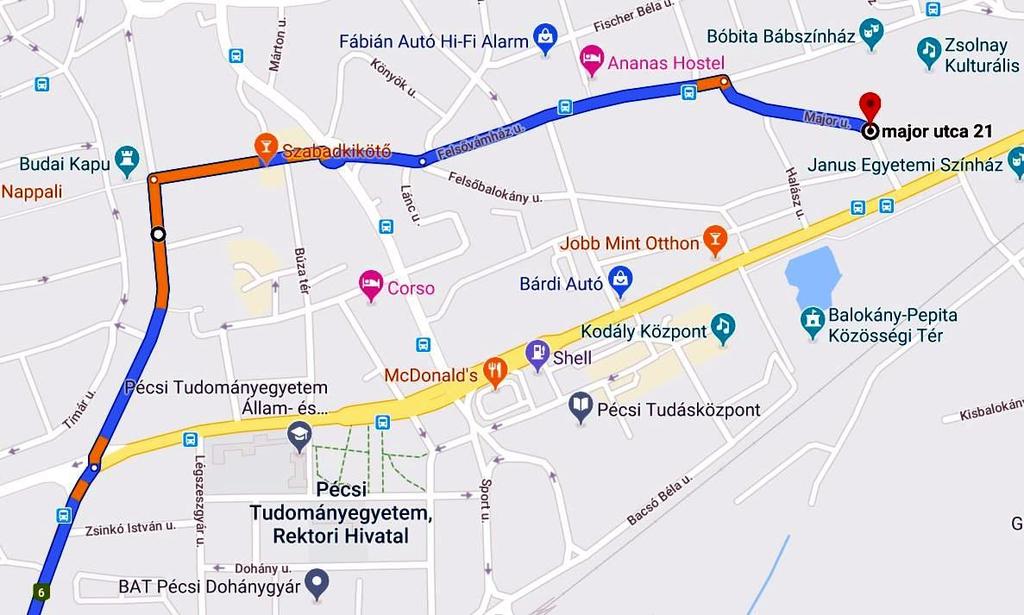 7km 58-as út kereszteződésében jobbra Pécs felé 16km 58-as úton, keresztül az M60-as hídján, majd a körforgóban egyenesen tovább Pécs felé 1.