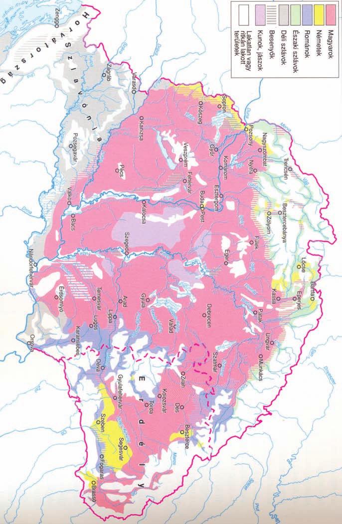 520 Mellékletek 2. térkép: A Magyar Királyság etnikai térképe 1300 körül. Forrás: Zsoldos Attila 2009.