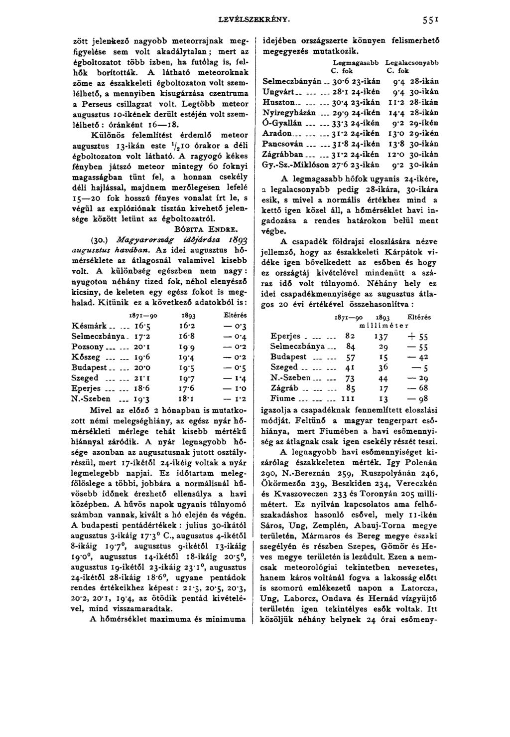 LEVÉLSZEKRÉNY. 551 zött jelenkező nagyobb meteorrajnak megfigyelése sem volt akadálytalan; mert az égboltozatot több izben, ha futólag is, felhők borították.