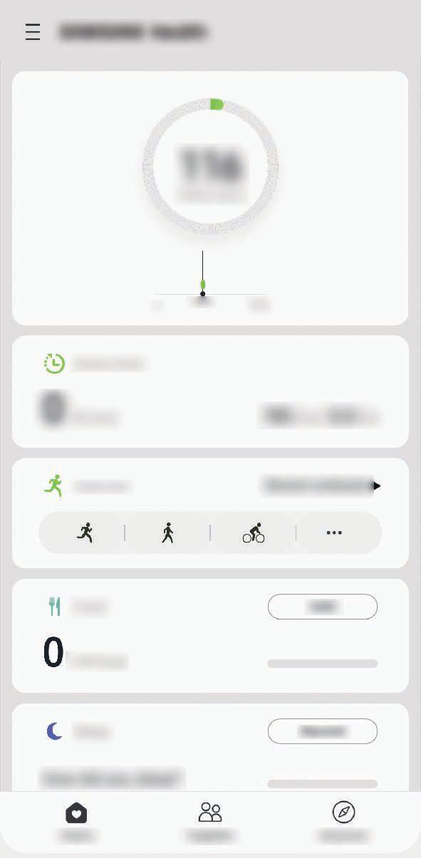 Alkalmazások és funkciók Samsung Health Bevezető A Samsung Health alkalmazást jólléte és edzettsége felügyeletére használhatja.