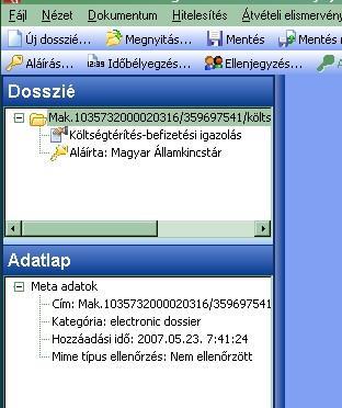 A Költségtérítés-befizetési igazolás pontra duplán kattintva meggyőződhet arról, hogy a