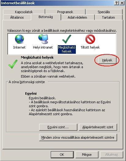 Kattintson az Internet Explorer Eszközök menüjében az Internetbeállításokra: Váltson át a