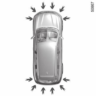 Üzembe helyezés Ha a gépkocsi áll vagy kb. 30 km/óránál kisebb sebességgel halad, nyomja meg a(z) 1 kapcsolót.