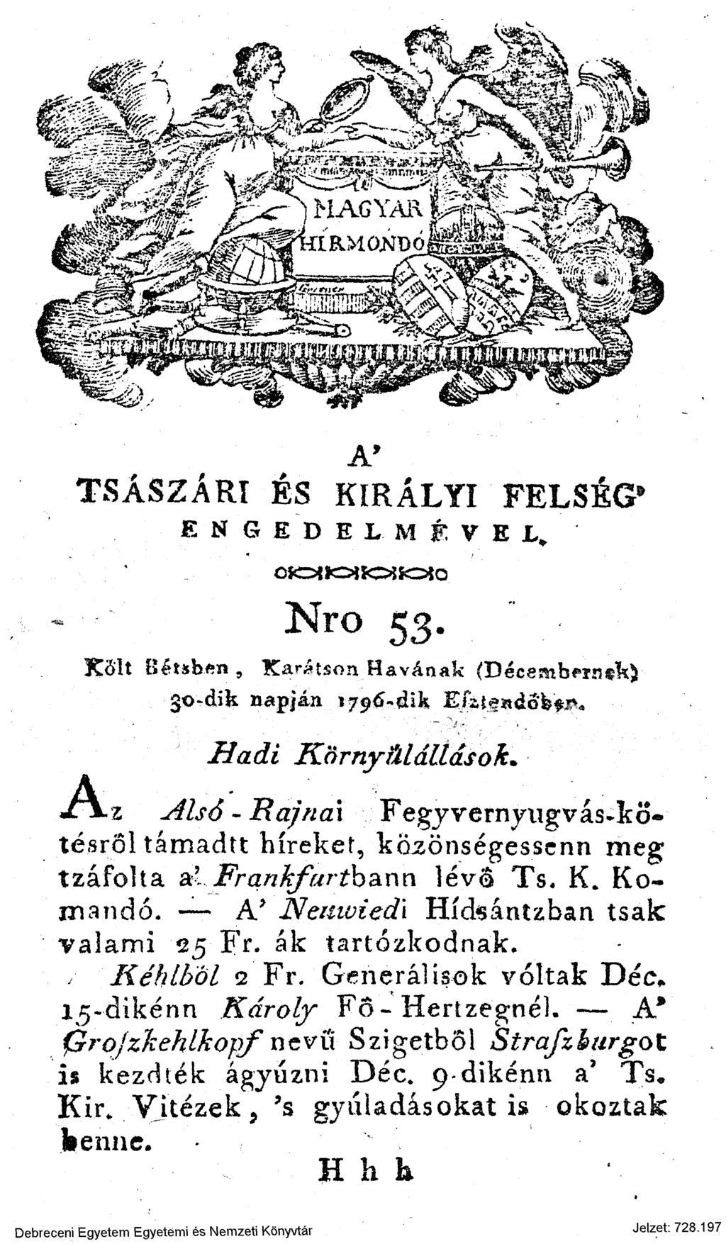 A' TSÁSZÁRI ÉS KIRÁLYI FELSÉG* ENGEDELMÉVEL. OK5JJOIOÍÍOSO Nro 53.