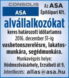 Fiatal, csinos, munkáját szerető PULTOS lányt keresünk a Fehér Holló Presszóba. Érd.: a helyszínen (Szentesi út 15. sz. alatt) vagy a 06-70/220-3222-es telefonszámon lehet.