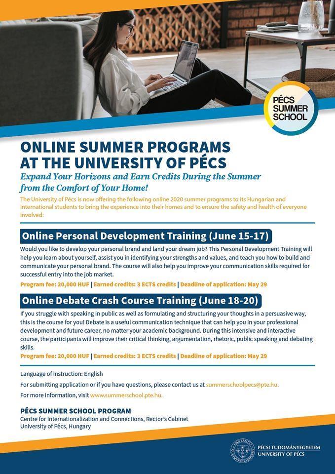 Online Pécs Summer School Program Personal Development