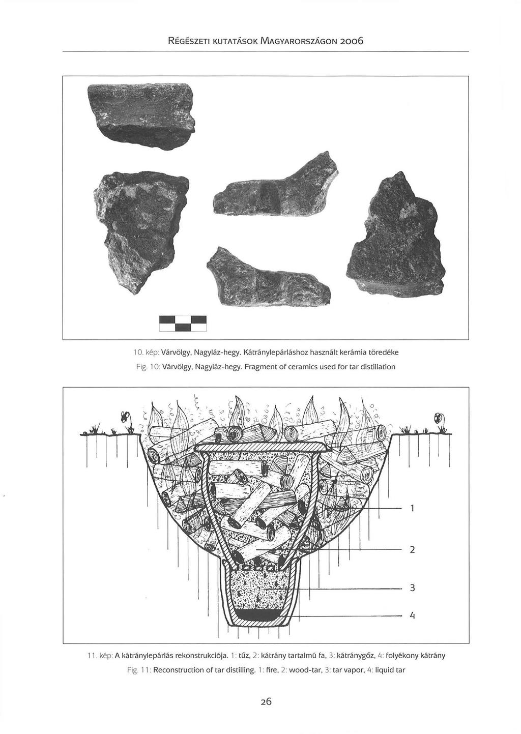 1. kép: Várvölgy Nagyláz-hegy. Kátránylepárláshoz használt kerámia töredéke Fig. 1 : Várvölgy Nagyláz-hegy. Fragment of ceramics used for tar distillation 11.