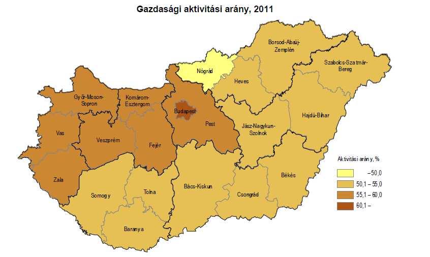 REGIONÁLIS KÜLÖNBSÉGEK FOGLALKOZTATÁSI RÁTA (2009-2014) Forrás: MunkaerőpiaiciTükör,