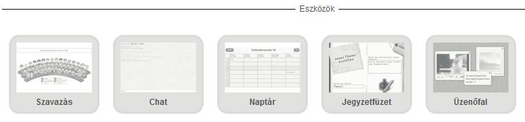 ábra: Legkedveltebb feladattípusok Továbbá tartalmazza még a következő eszközöket: szavazás, chat, naptár, jegyzetfüzet, üzenőfal.