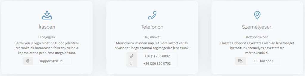 2. SUPPORT ELÉRHETŐSÉGEK Műszaki terméktámogatásunk telefonon és e-mailen érhető el.