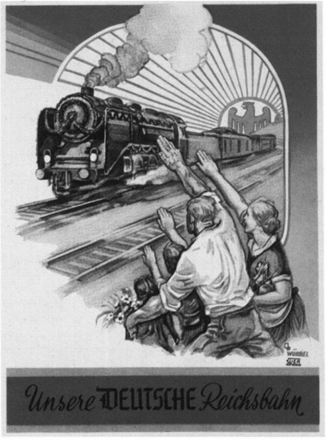 ) A) B) C) A választási plakát felirata magyarul: Utolsó reményünk: Hitler. A könyvborító felirata magyarul: Német birodalmi vasútunk. A plakát felirata magyarul: Elfajzott zene.