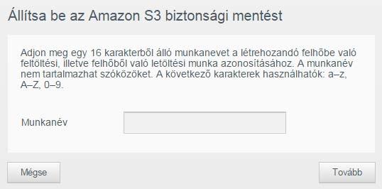 Adja meg az Amazon S3 által biztosított adatokat: Régió: A legördülő menüben válassza ki a felhő régióját.