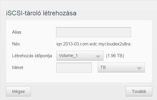 TÁRHELY KEZELÉSE A MY CLOUD EX2 ULTRA ESZKÖZÖN A My Cloud EX2 Ultra lehetővé teszi iscsi-célok létrehozását és kezelését.