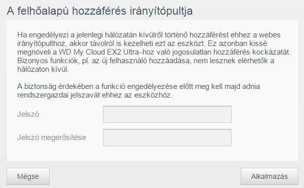 BEÁLLÍTÁSOK KONFIGURÁLÁSA 7. Tekintse át a képernyőn megjelenő információkat, majd adja meg kétszer a rendszergazdai fiókjához tartozó jelszavát. Kattintson az Alkalmaz gombra.