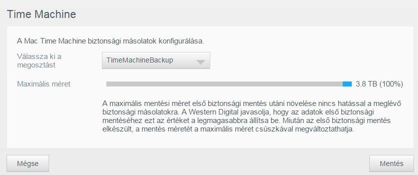 BEÁLLÍTÁSOK KONFIGURÁLÁSA 2. A Konfigurálás hivatkozásra kattintva jelenítheti meg a Time Machine beállítási párbeszédablakát. 3.