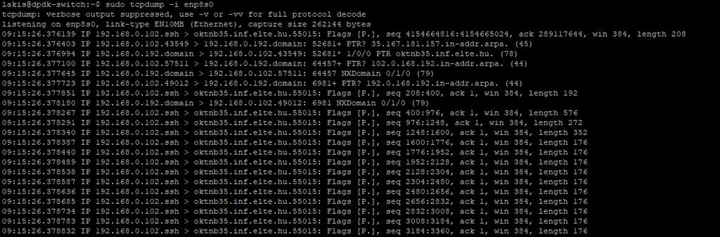 Hálózati forgalom felvétele/elemzése tcpdump (Linux): forgalom